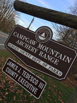 Campgaw Mountain Archery Range entrance.