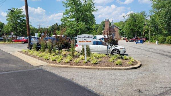 Parking lot with Dunkin donuts sign