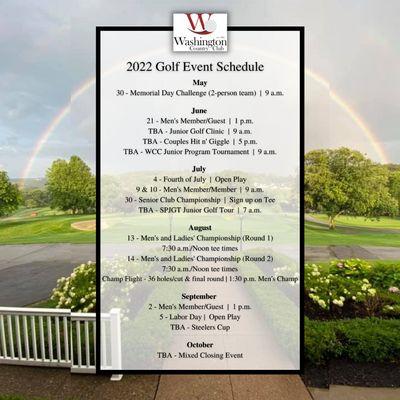 WCC 2022 Golf Event Schedule