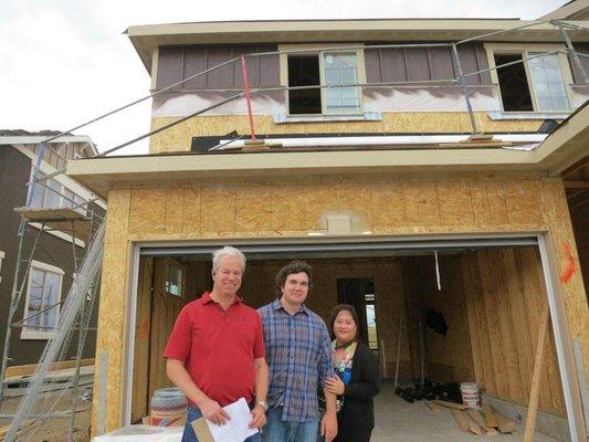 Doing the pre-drywall walk with home buyers Sherry and Steven