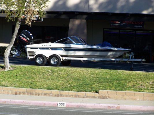 Boat from Utah in for new engine & rigging.