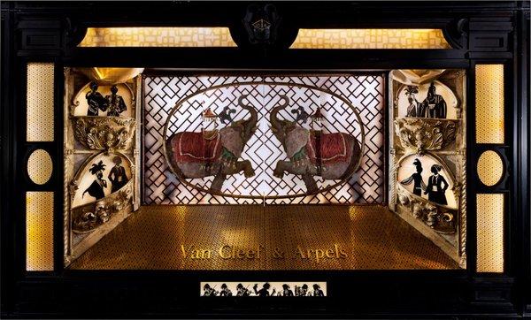 Van Cleef and Arpels holiday window display. Design, fabrication, and onsite installation. Custom animatronics created for animated displays