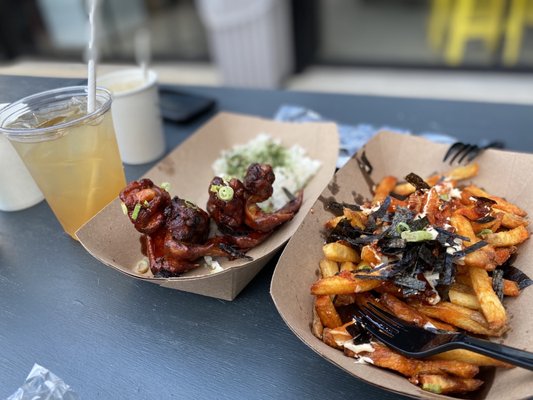 Ko-po Wings and Dressed Fries with Palmers Pint