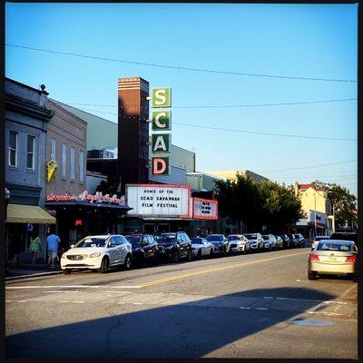 The outside marquee of my favorite theater in Savannah