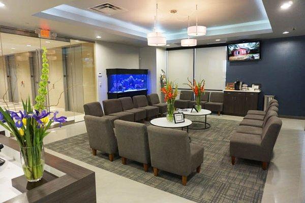 Comfortable and spacious patient waiting area