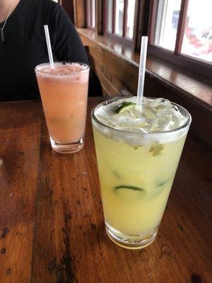 Strawberry and spicy pineapple margaritas