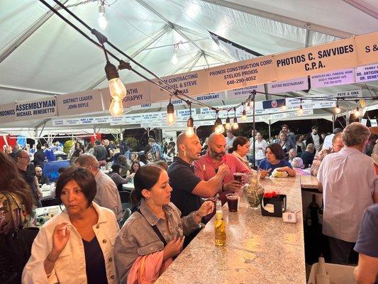 Lots of folks enjoying rustic Greek food!