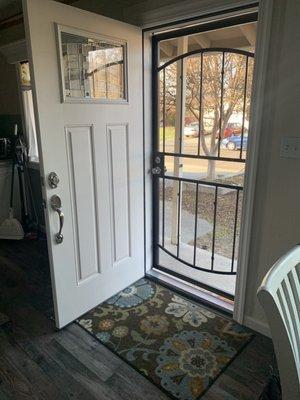 Perfectly installed screen and front doors! They actually keep the outside air out (the old ones didn't do that!).....So cool!