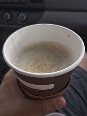 Large macchiato only filled up to medium, and caramel forgotten.