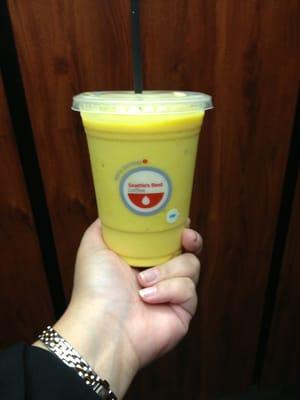 Mango Smoothie + office elevator = starting to finally cool off from the sun.