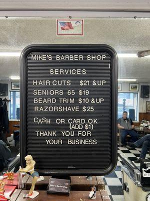 Prices from mikes barber shop