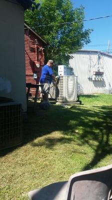 Billy working on a condenser