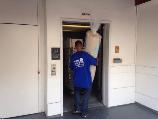 Loading elevator at storage