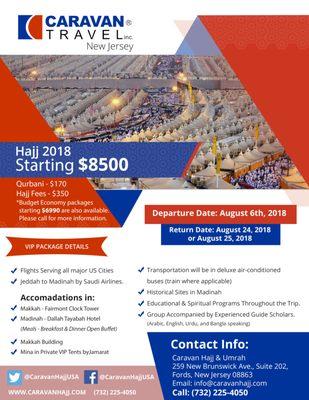 Hajj 2018 - Limited seats available. Sign up today! 732-225-4050