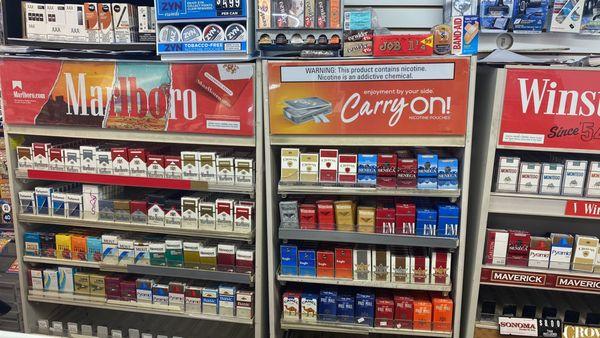 Cigarette selection, Chewing Tobacco.