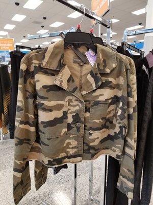 Cropped camo denim jacket, $12.99. Score!