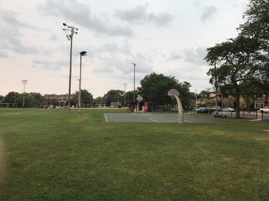 Baseball field and basketball court