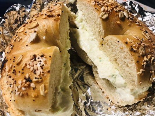 Everything Bagel with Scallion Cream Cheese.