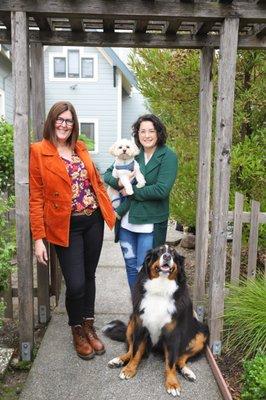 Bridget Mackay and her dog, Thalia. Miranda Dressler and her dog Obie. Both attorneys are animal-approved!