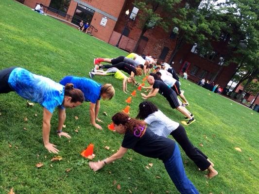 Partner exercises are always fun! Plank cone tap drill shown with Max's Best Bootcamp  #fitness #motivationmonday #getfit