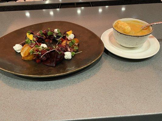 Autumn Beet Salad and Lobster Sherry Bisque