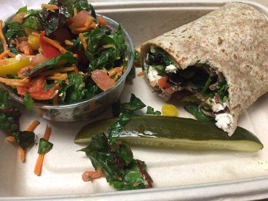 Swiss chard salad and roasted veggie wrap