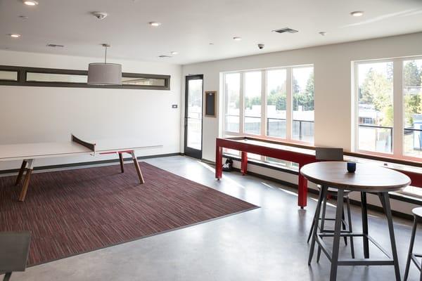 Game room with shuffleboard and ping pong!