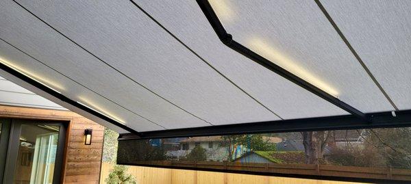 Awnings with Somfy LED Light Kits.