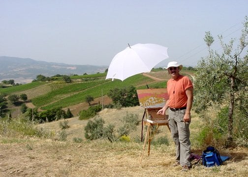 Gordon, painting in Tuscany