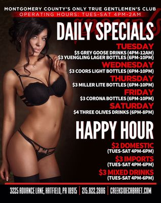 Our Daily Specials & Daily Happy Hour Specials