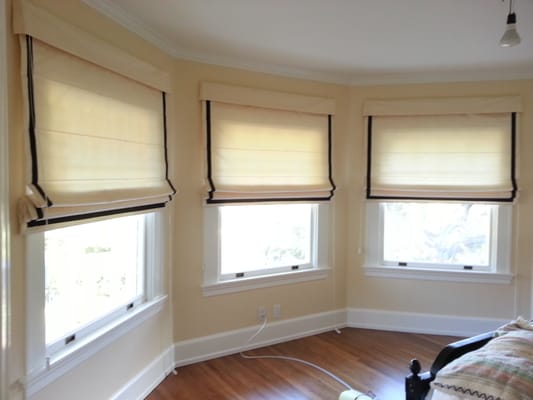 Top down bottom up flat Roman shades perimeter edge banding trim