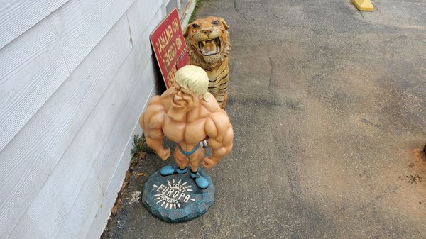 Vintage promotional statues at TUCK'S GYM in Griffin, Georgia.