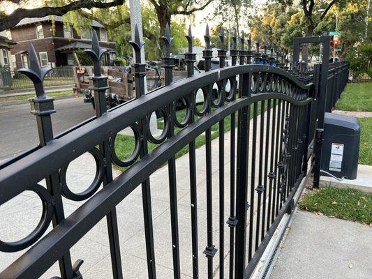 iron gate repair, powder coat paint, motorized gate install