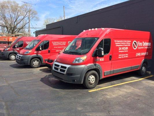 Some of our service fleet... we have friendly, highly professional technicians.