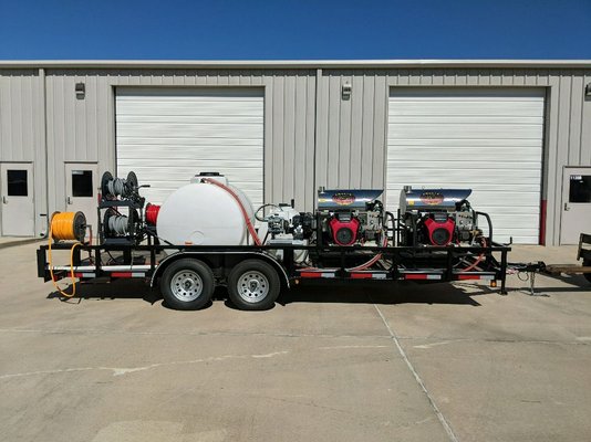 Massive pressure washer and soft wash system assembled