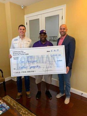 Helping the community and supporting sports are always a top priority at Lowman Law. We love our hometown of Brooksville, Florida.