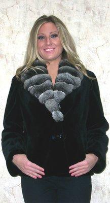 Sheared Mink jkt with Chinchina Collar