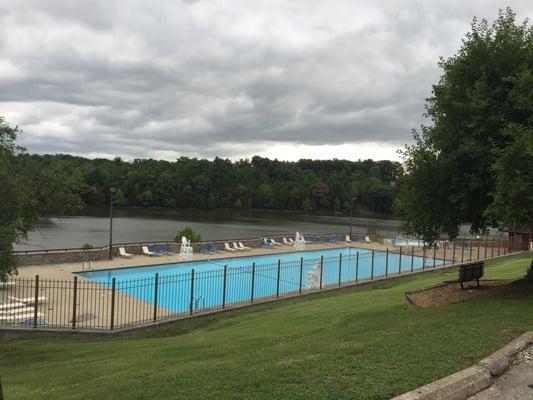 The pool that overlooks the lake, just before the campground