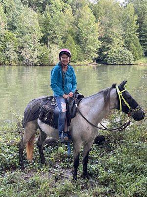 Another friend that joined posing by the lake.