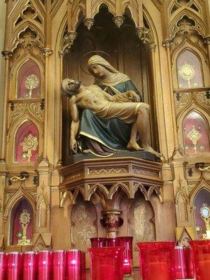 The Pieta above the side altar inside the relic chapel