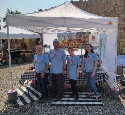 Julia, Evan, Felix, and Joanne at Levit Street Market, Central City, CO, Summer 2021