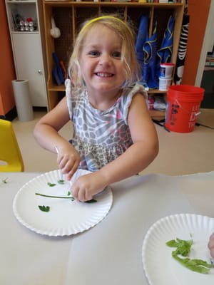 Future chef having fun chopping up herbs for our spaghetti sauce.