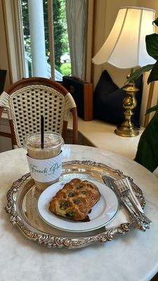 Spinach and feta pastry with iced latte