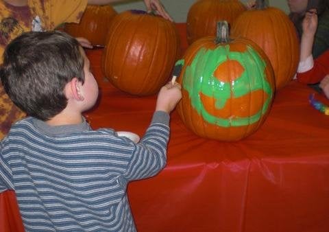 Pumpkin Painting Party at the library, 2009