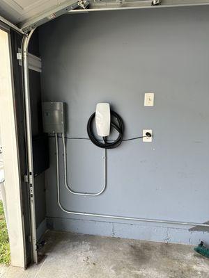 Wall connector installed in the detached garage.