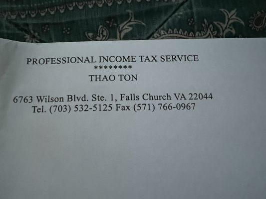 Address on envelop that they give you