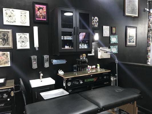 My booth inside Evil Genius Tattoo Club