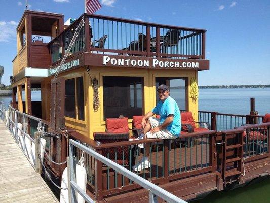 Owner Joe Shulla in front of the Pontoon Porch