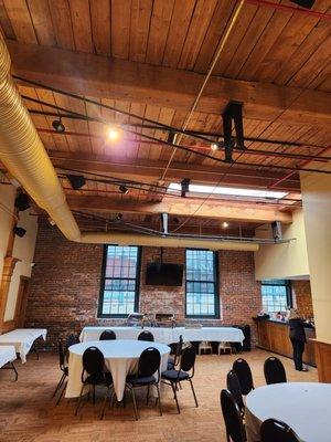 Another view of the function room and the old Mill parts in the ceiling