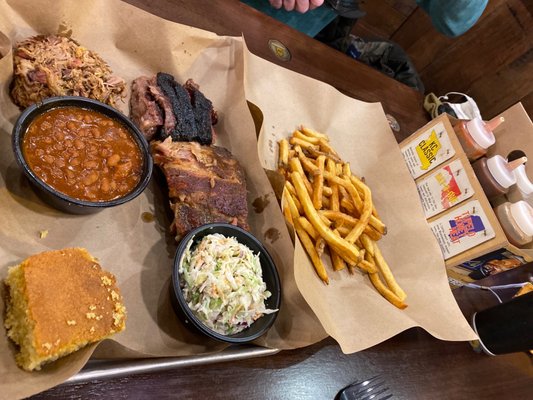 3 meat sampler with sides